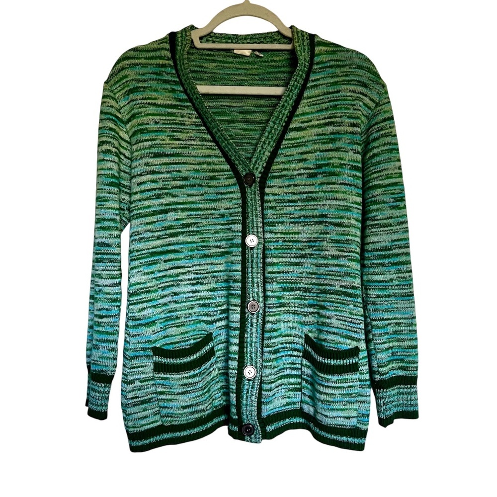 Green Blue Knit Cardigan Sweater Size‎ Small
